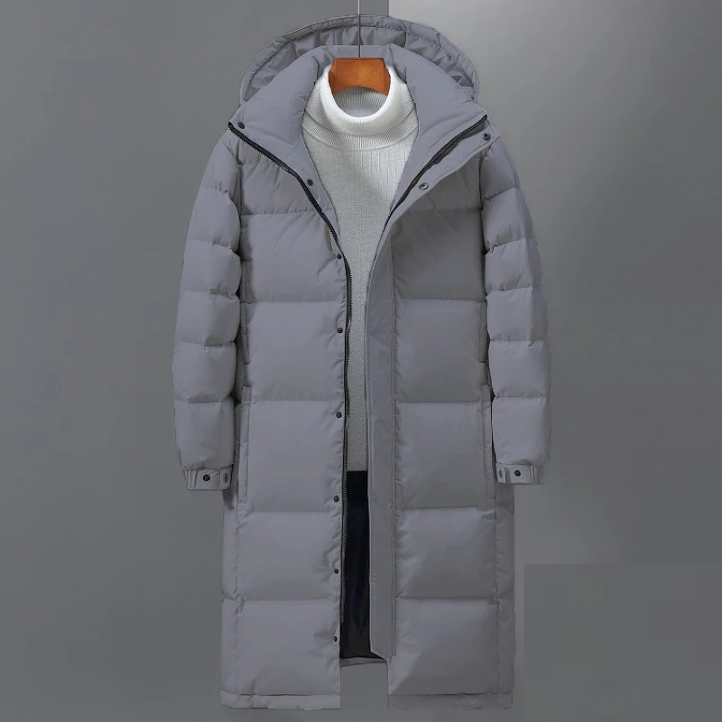 Manteau long d'hiver pour hommes avec capuche, chaud