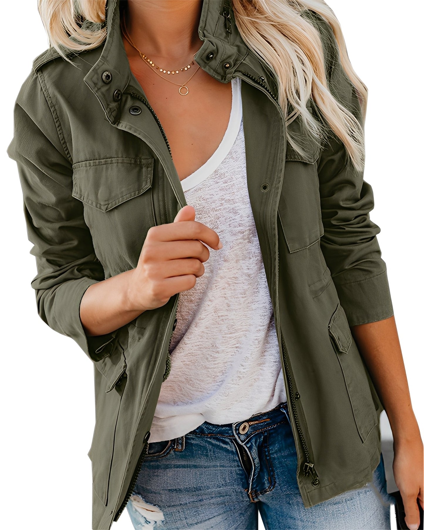 Veste en jean pour femme confortable avec fermeture éclair