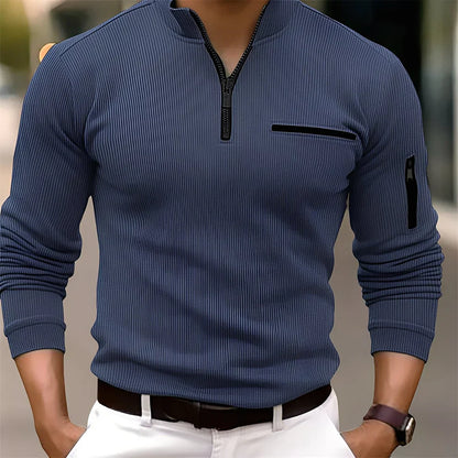 Pull rayé moderne pour homme avec poches