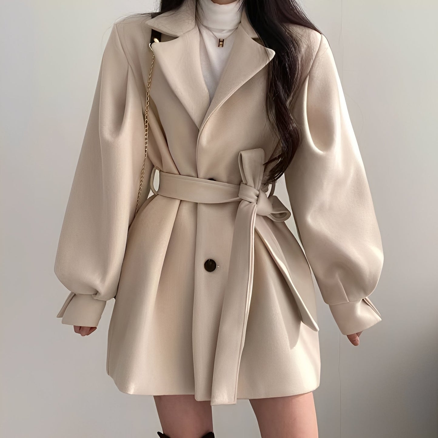 Élégant manteau en laine mi-long pour femme