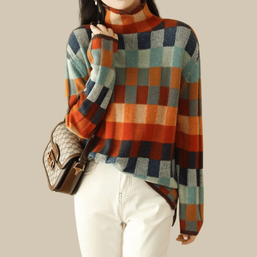 Pull en cachemire doux au design patchwork