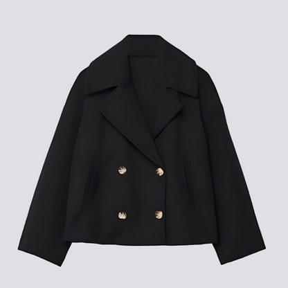 Veste en laine courte élégante pour femme avec revers