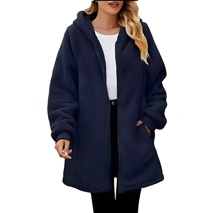 Veste polaire douce à capuche pour femme