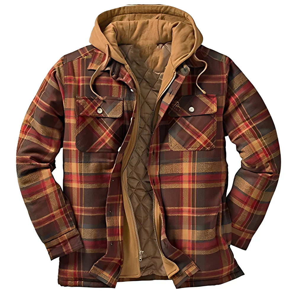 Veste à capuche classique à carreaux pour hommes