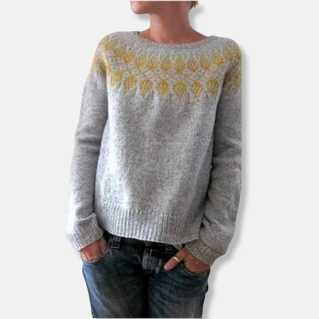 Pull en laine col rond coupe décontractée motif nordique