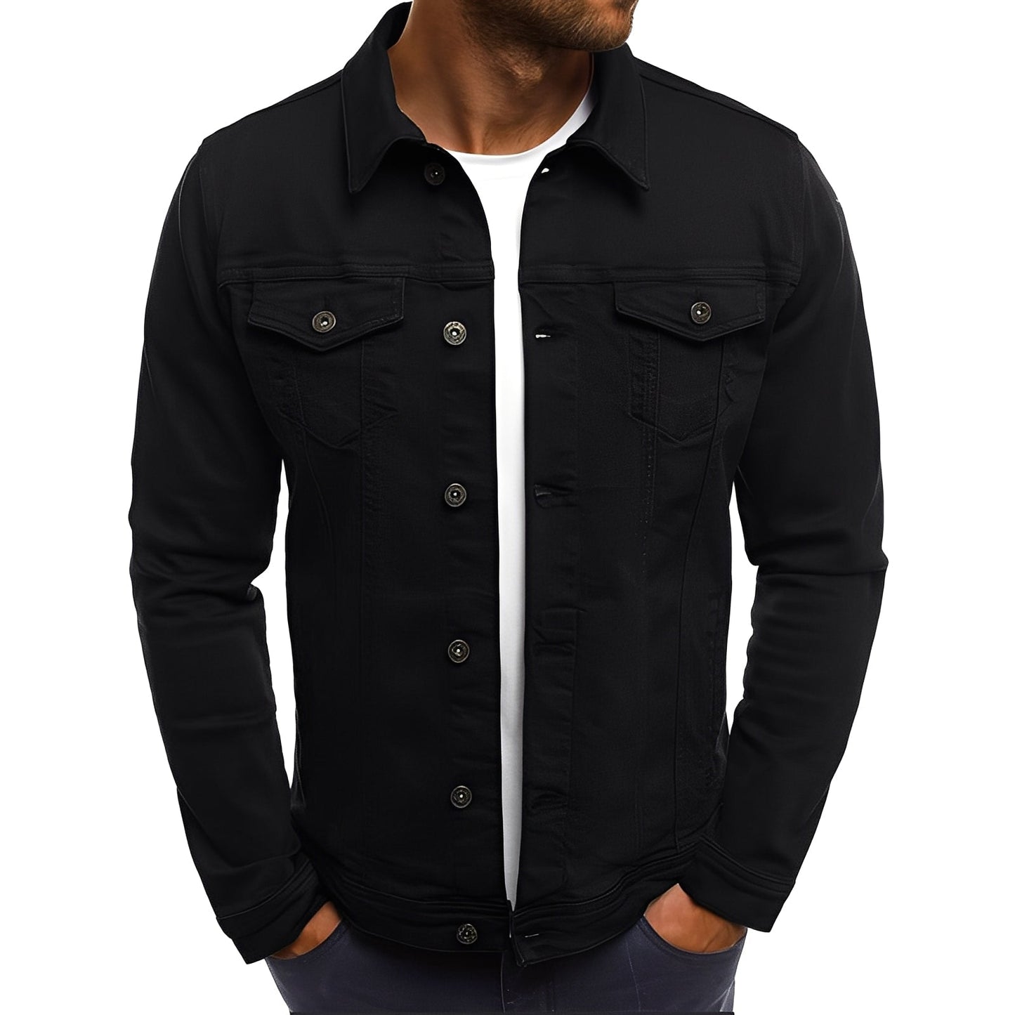 Veste en jean moderne pour homme avec poches