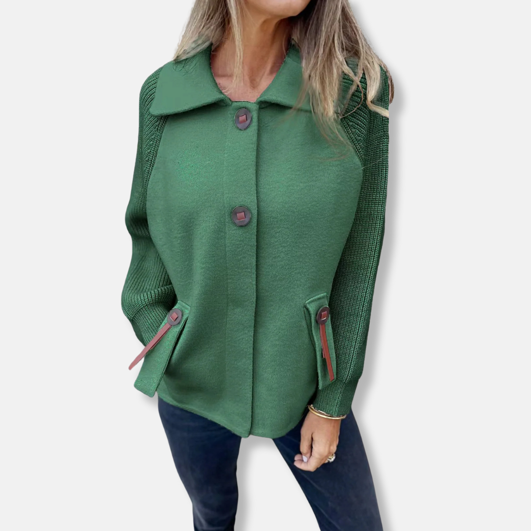 Veste décontractée pour femme en tricot avec fermeture boutonnée