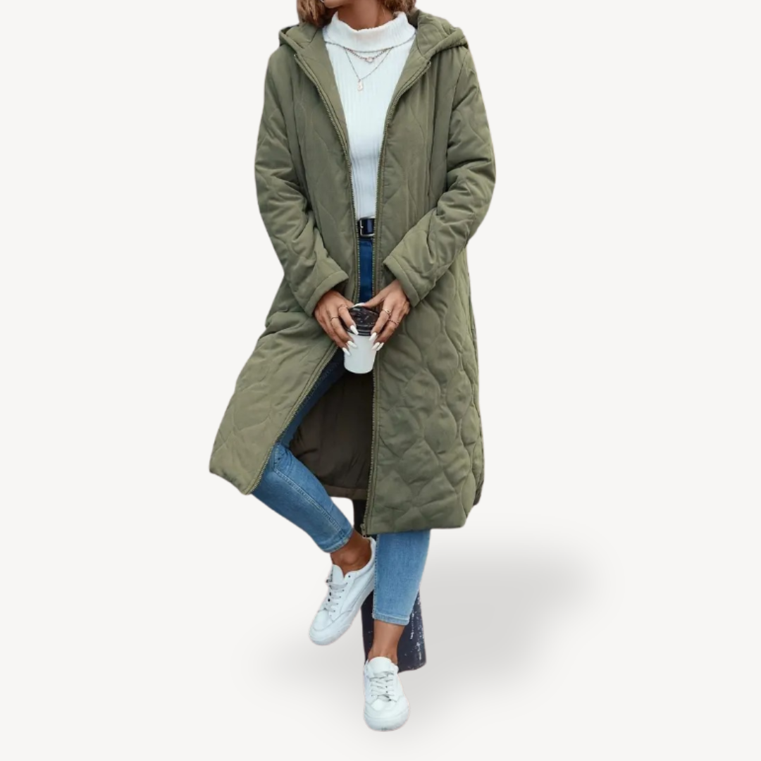 Damen Wintermantel Grüner Steppanorak Elegant - IdealeKleiden