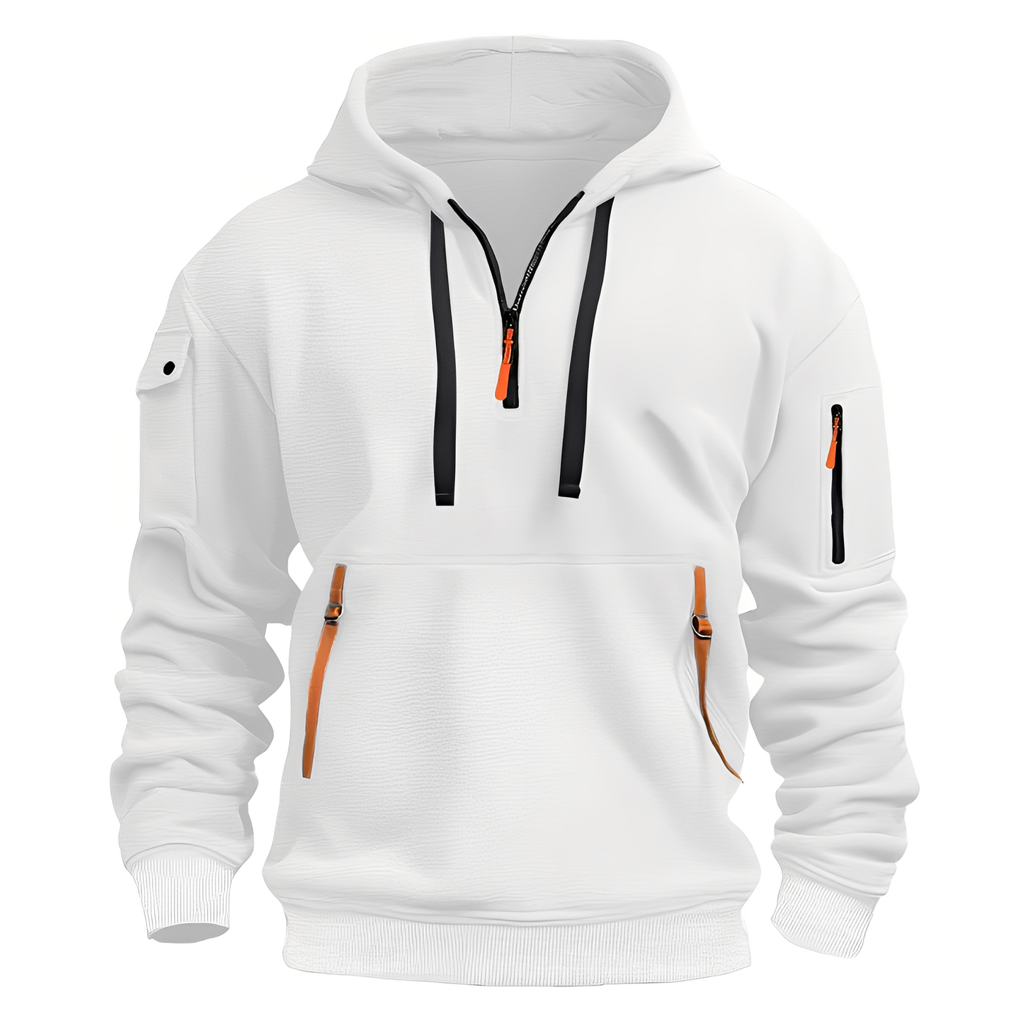 Sweat-shirt à capuche confortable pour hommes avec demi-zip