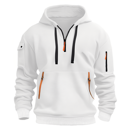 Sweat-shirt à capuche confortable pour hommes avec demi-zip