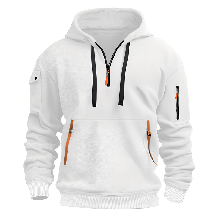 Sweat-shirt à capuche confortable pour hommes avec demi-zip