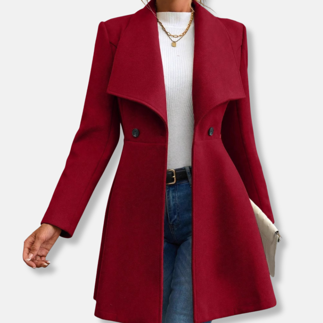 Robe élégante en feutre de laine cintrée mi-longue pour femme