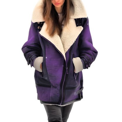 Élégante veste en cuir pour femme, doublure douce