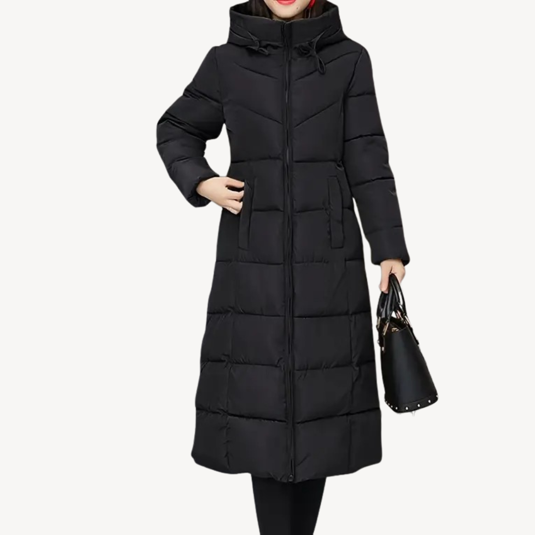 Manteau matelassé long à capuche chaud pour femme