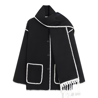 Élégante veste en laine pour femme à col châle