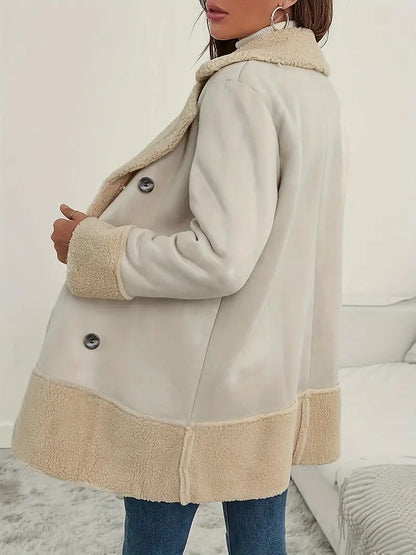 Warm Wintermantel Doppelter Kragen Polarfleece - IdealeKleiden