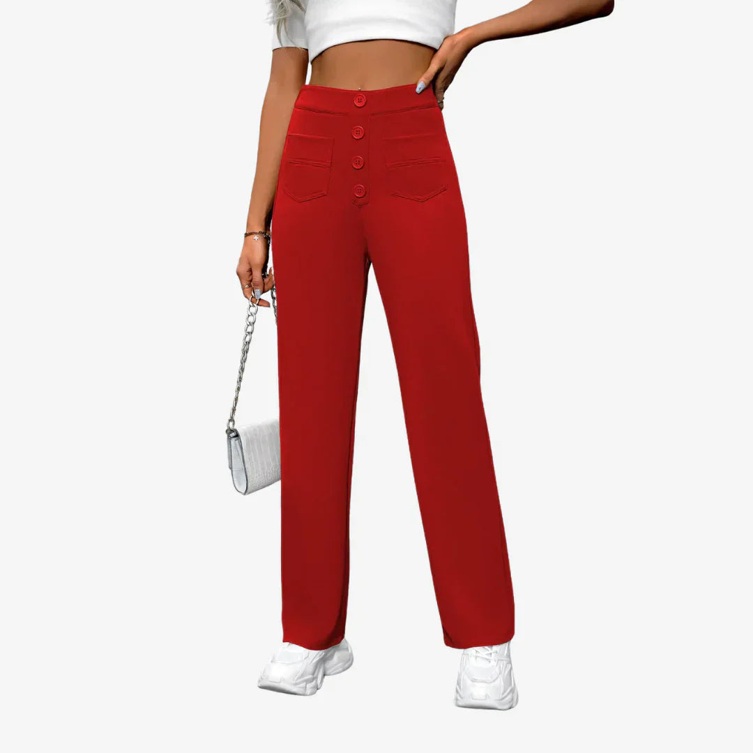 Pantalon Femme Taille Haute Jambe Droite