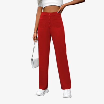 Pantalon Femme Taille Haute Jambe Droite