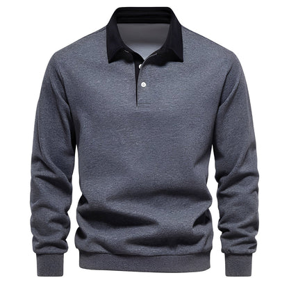 Polo pour homme décontracté manches longues léger