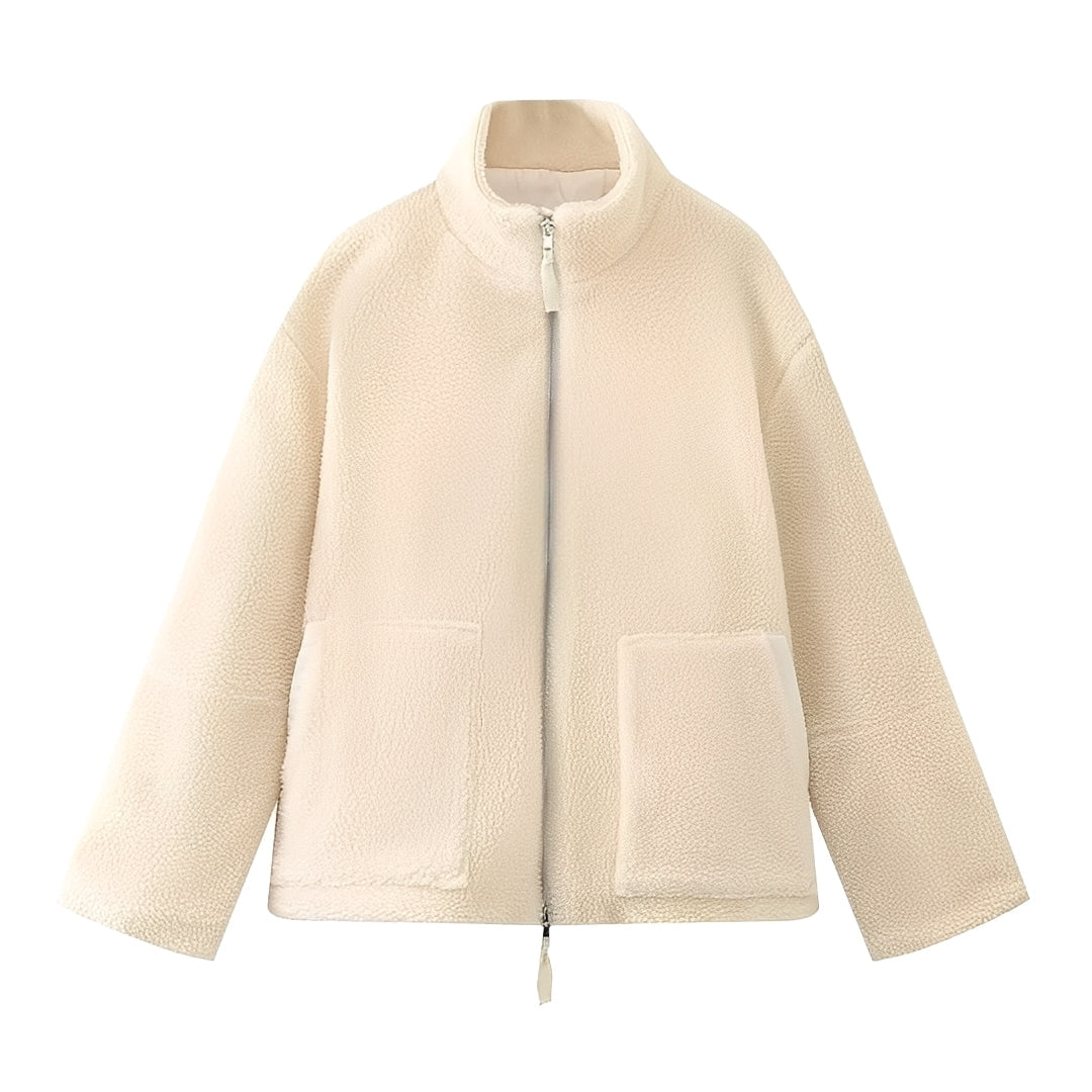 Manteau chaud en laine à col roulé pour femme