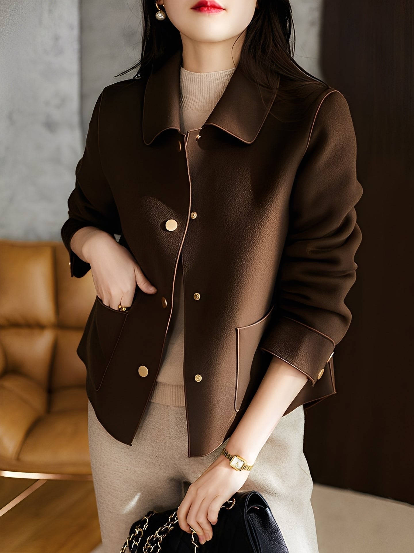 Élégante veste d'hiver pour femme avec boutons