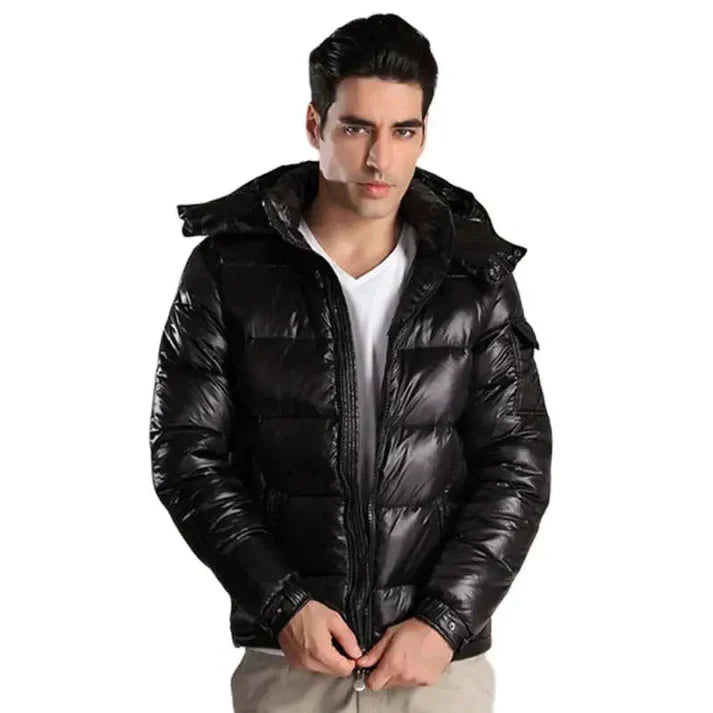 Herren Pufferjacke Glänzend Wasserabweisend - IdealeKleiden