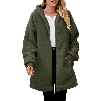 Veste polaire douce à capuche pour femme