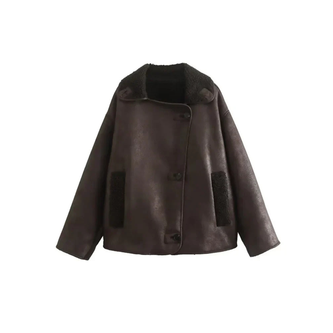 Winterjacke Damen Langarm Elegant Kragen - IdealeKleiden