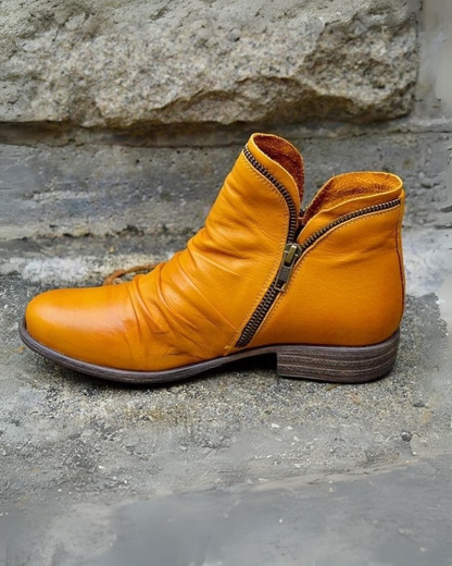 Bottes élégantes en cuir avec fermeture éclair