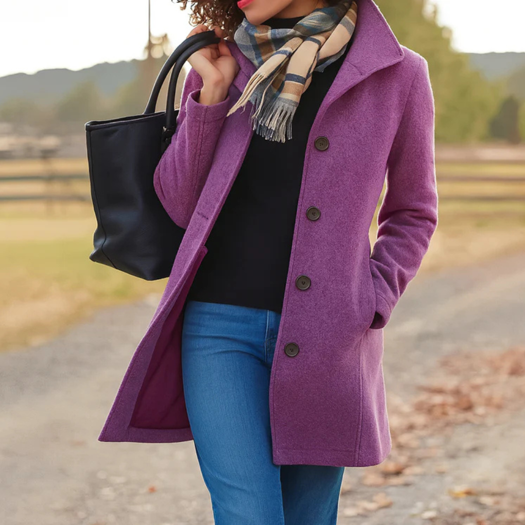 Veste femme élégante Mi-longue Boutons