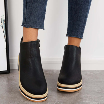 Bottes à plateforme pour femme avec fermeture éclair