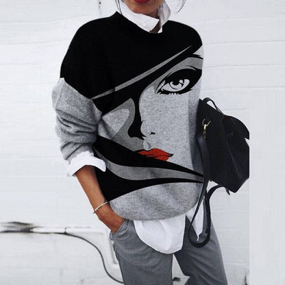 Sweat-shirt confortable avec imprimé graphique et col rond