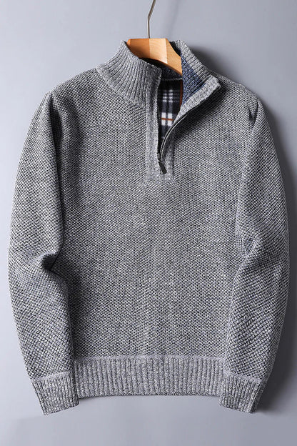 Pull en tricot confortable pour homme avec fermeture éclair