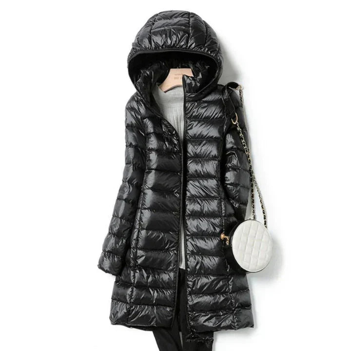 Longue veste d'hiver chaude pour femme avec capuche