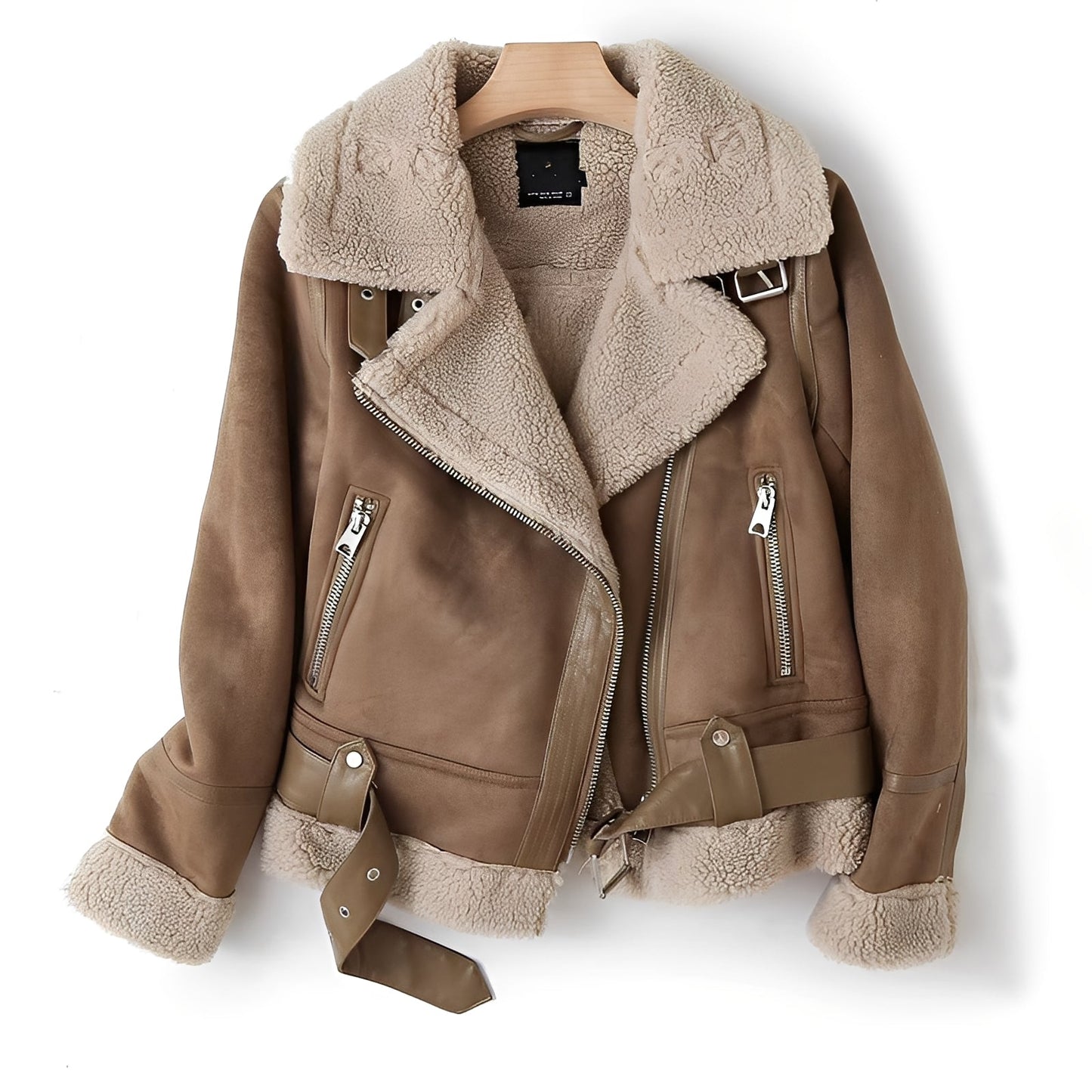 Veste en cuir souple noire pour femme