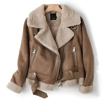Veste en cuir souple noire pour femme