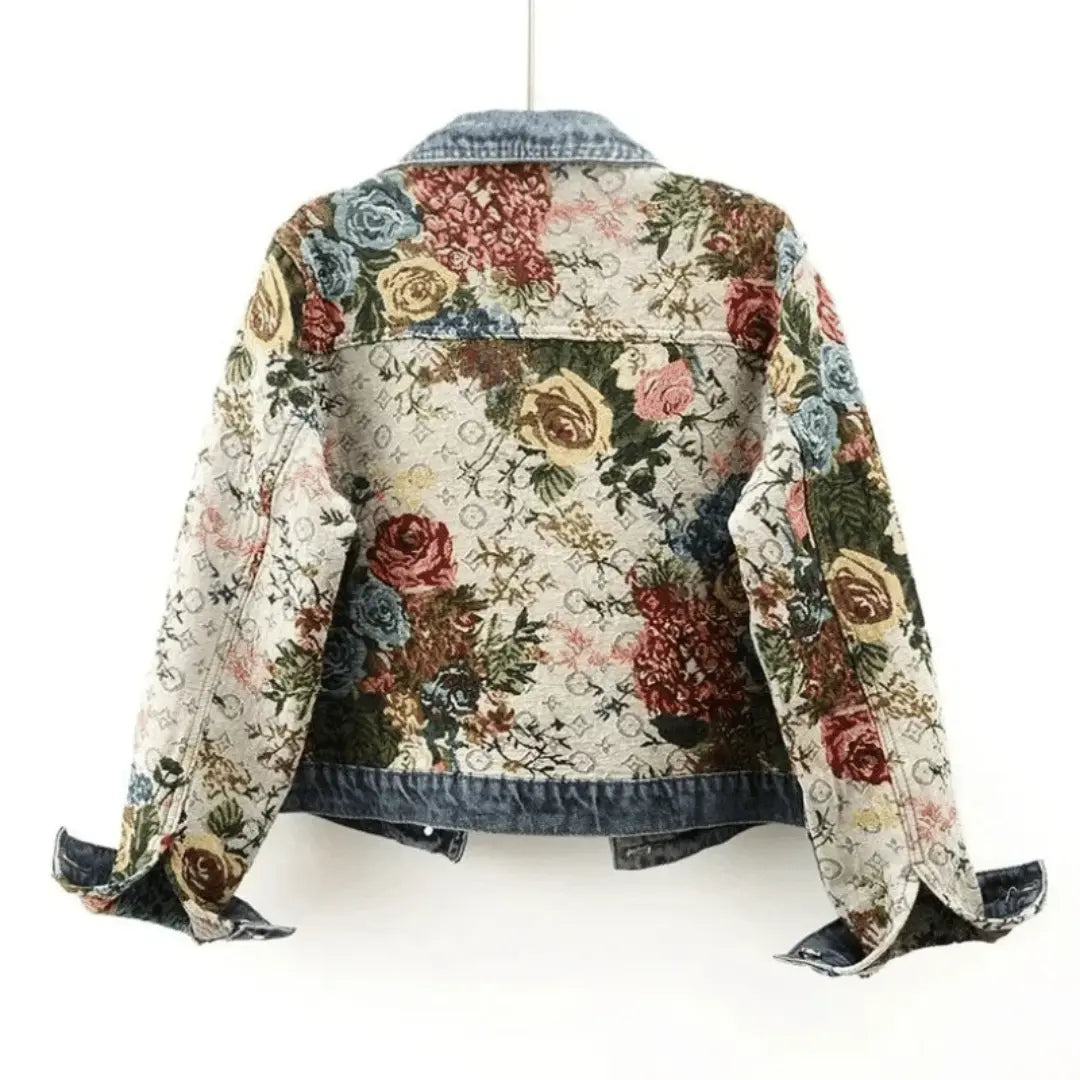 Sommerjacke Blumenmuster Denim - IdealeKleiden
