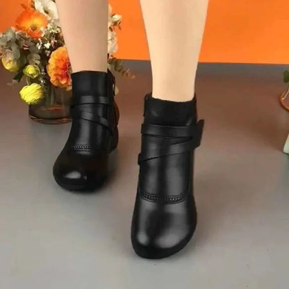 Bottes en cuir élégantes pour femmes, style vintage