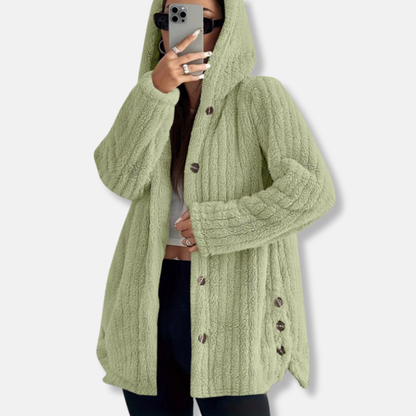 Manteau oversize à capuche, doux, mi-long