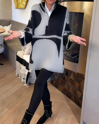 Élégante Robe Femme Col Montant Zippé