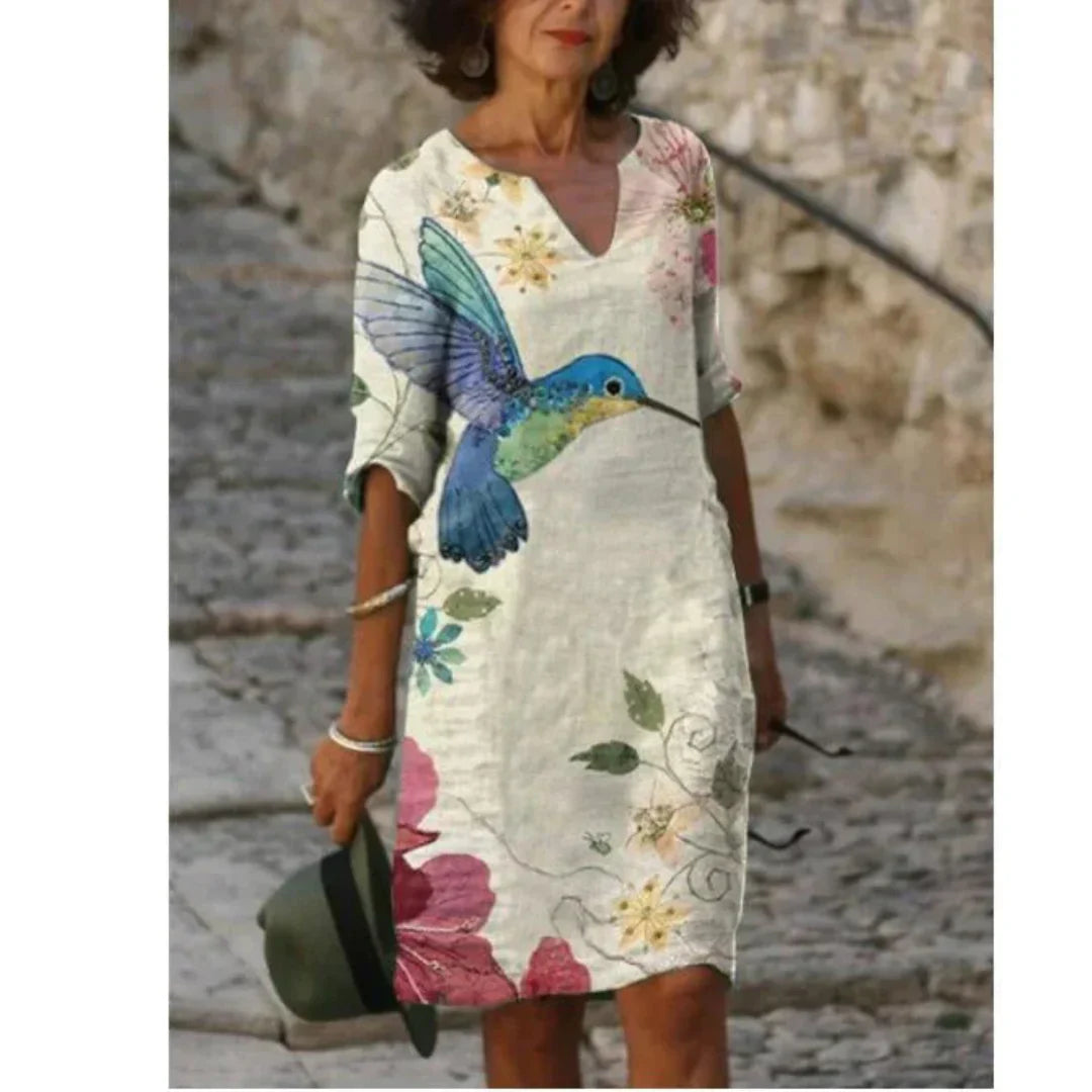 Robe manches longues pour femmes, motif moderne
