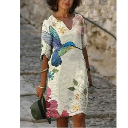 Robe manches longues pour femmes, motif moderne