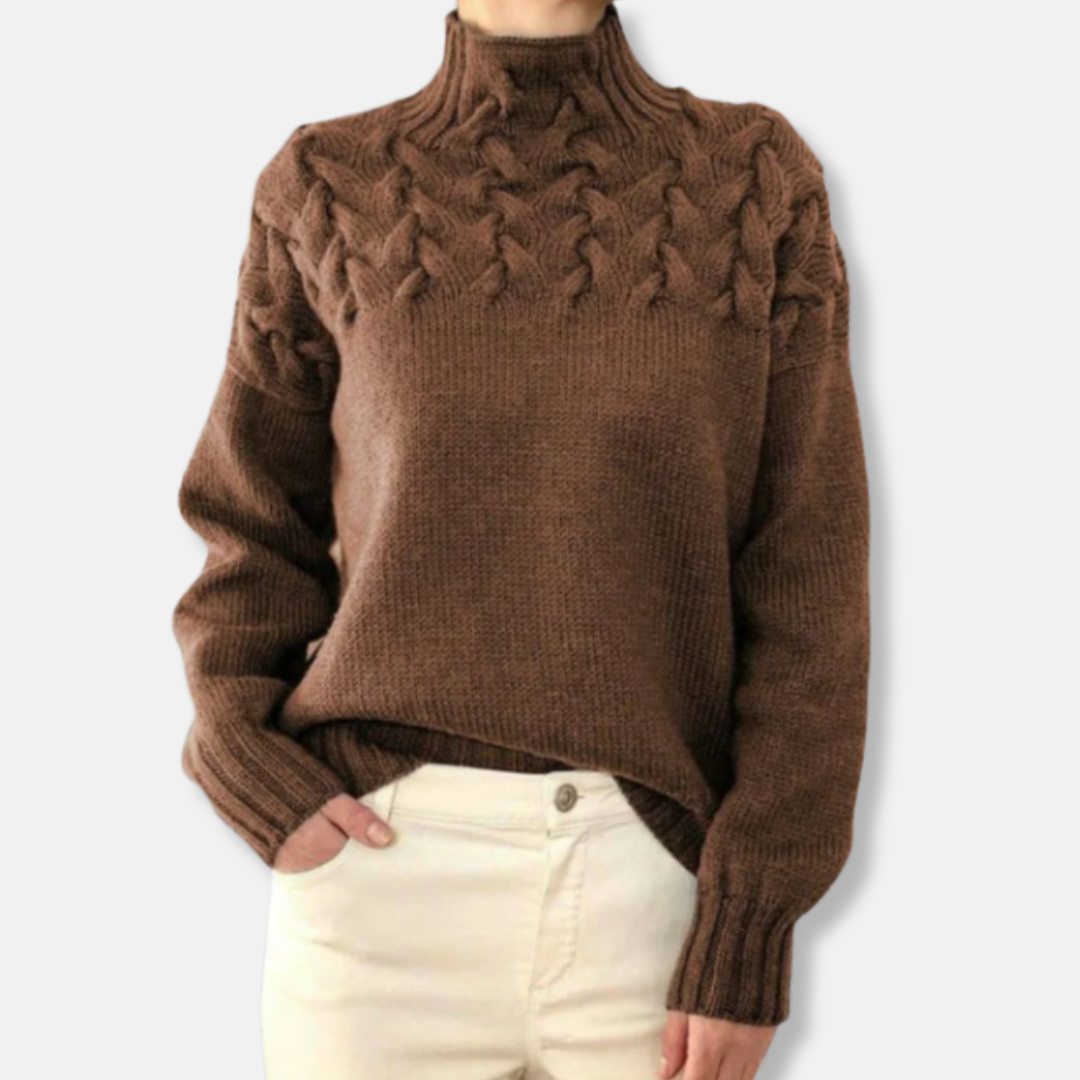 Laine Pull Tricot Col montant confortable Motif torsadé