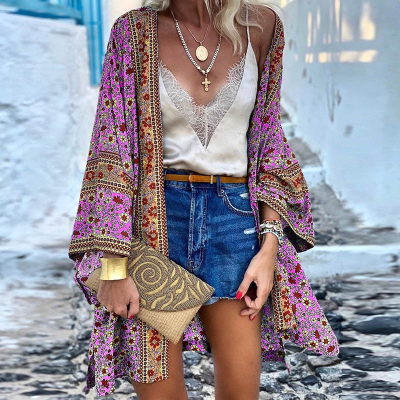 Cardigan Boho élégant Femme Motif Tendance