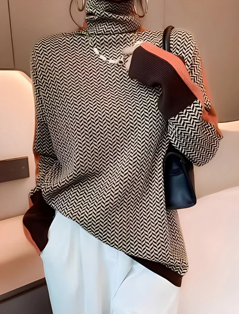 Pull col roulé tricoté moderne pour femme