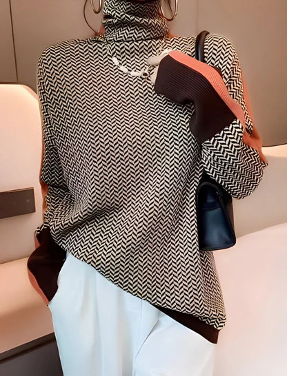 Pull col roulé tricoté moderne pour femme