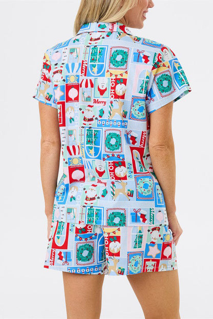 Ensemble de T-shirts de Noël à manches courtes pour femmes avec motif mignon