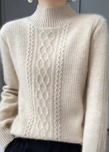 Pull torsadé douillet col montant chaud hivernal