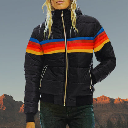 Veste matelassée d'hiver imperméable à rayures pour femme