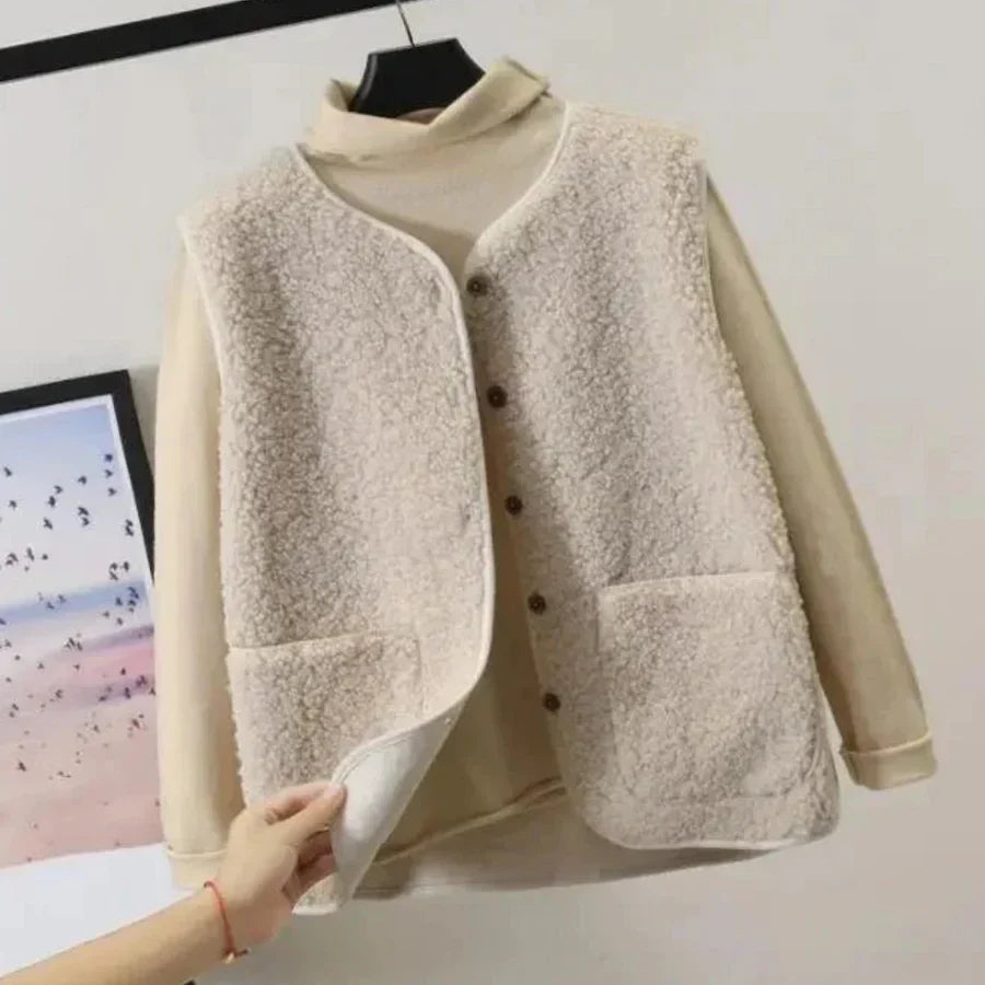 Robe sans manches pour femme, chaude, boutonnée